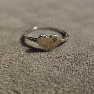 Silver Heart Ring with Gemstone